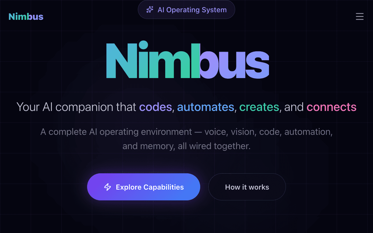 Nimbus Landing Page